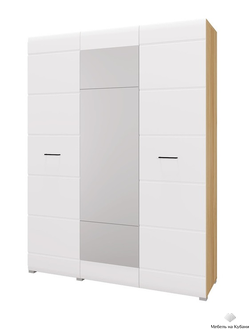 Ненси шкаф 3-х створчатый Дуб Крафт Золотой/Белый глянец