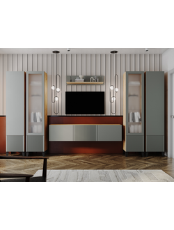 Рея Комплект мебели для гостиной Дуб Крафт Золотой/ МДФ Гранит Софт Матовый