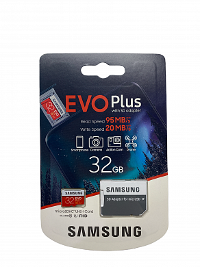 Карта памяти Samsung EVO Plus microSD UHS-I 32 ГБ