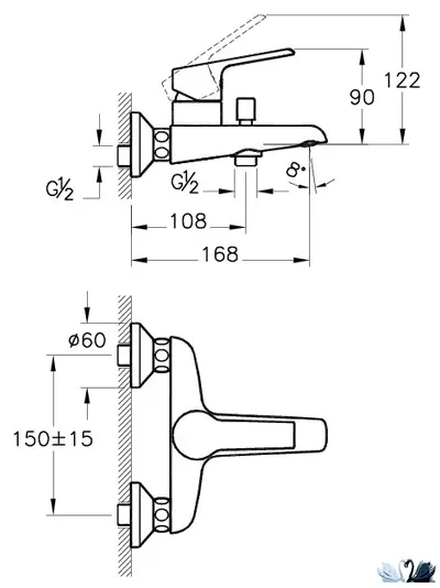 Смеситель для ванны и душа VitrA Axe S A41070EXP