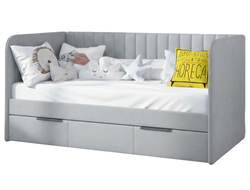 Детская кровать «Элла 2» 90х200 см ткань Teddy 317 серый