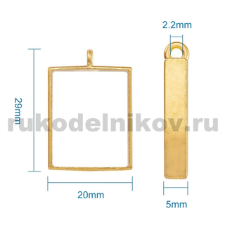 Рамка для заливки эпоксидной смолой "Прямоугольник", цвет-золото