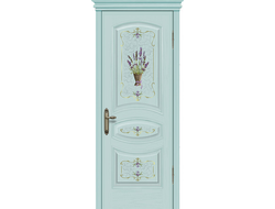 Дверь  цвет бирюза с печатью "Букет"