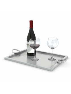 напитки Бутылка вина с бокалами на подносе