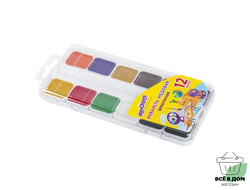 Краски акварельные ЮНЛАНДИЯ "ШКОЛЬНЫЕ", медовые, 12 цветов, КЛАССИЧЕСКИЕ, пластик, 191529