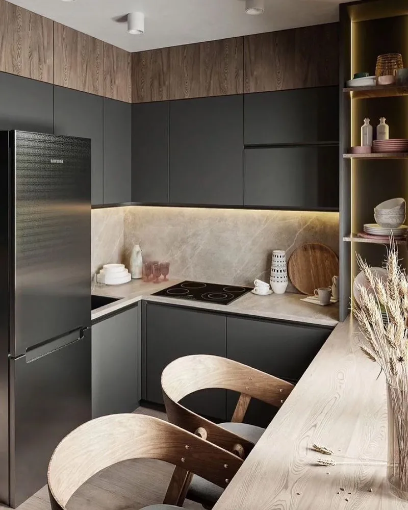 Кухня угловая, 1800*2300мм. Материал фасадов ЛДСП Эггер. Срок изготовления от 20 рабочих дней. Цена на момент заказа 91000 руб.