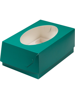 Коробка на 6 капкейков с окном (зеленая мат.), 235*160*100мм