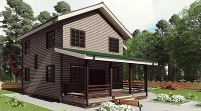 Двухэтажный каркасный дом с тремя спальнями 145м² (SK67)