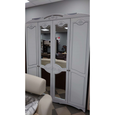 Шкаф распашной "Лотос" белый жемчуг ШР4  с 2 зеркалами (Браво мебель)