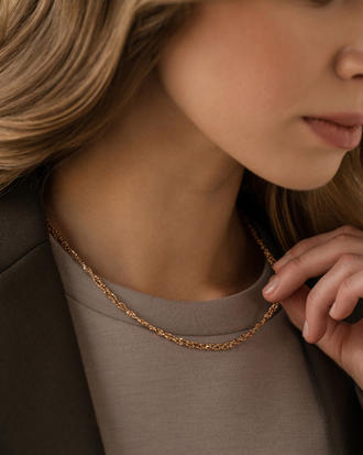 Цепь серебряная Шарик-Бочка из 3-х косичек с алмазной гранью и золочением НЦ 22-100Ю-4