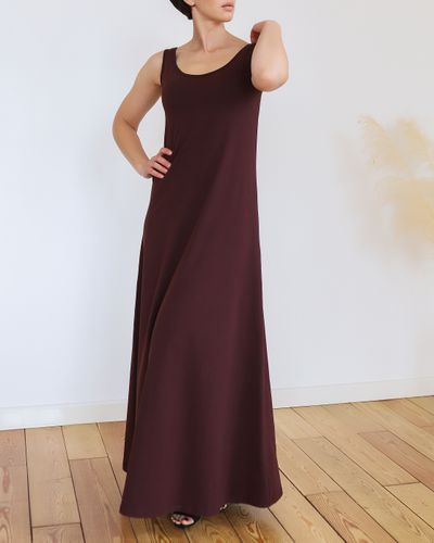 Платье летнее с поддержкой груди длины макси (портвейн)