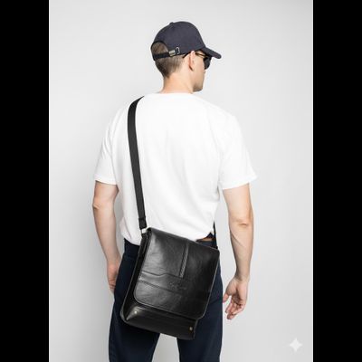 Кожаная мужская сумка Melazzo Premium black (арт. 5073-51)