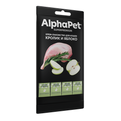 AlphaPet (Альфа пет) Крем-лакомство для кошек с кроликом и яблоком, 48 г