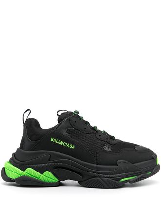 Кроссовки Balenciaga Triple S черные с зеленым женские