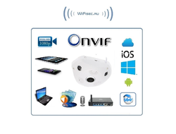 Потолочная панорамная WiFI/LAN видеокамера с углом обзора 360 градусов, c DVR Full HD 5 Mp (XMeye)