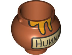 Minifigure, Utensil Pot Small with Handle Holders and Dripping Honey and 'HUNNY' Pattern, Dark Orange (98374pb04 / 6347770)