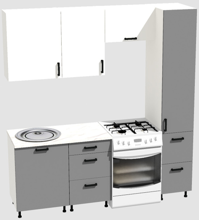 Кухня Эконом 1,5 метра с колонкой (1100х400) Цвет: Белый/Базальт