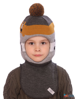 Шапка-шлем  21101-06, цвет серый, горчичный р. 48-50