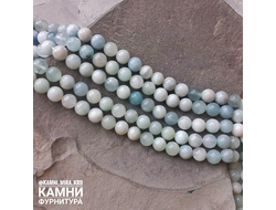 "Аквамарин" голубой берилл шары 6,2-6,4/10,3-10,5 мм, цена за нить 19 см