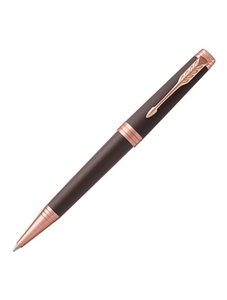 Ручка шариковая PARKER "Premier Soft Brown PGT", корпус коричневый, детали розовое золото, черная, 1931408