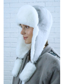 Ушанка "Норд" цвет серебро + белый