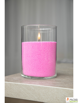 Насыпная свеча "Цилиндр 15 см", розовая "Розовый", с отдушкой "Ванильная карамель"