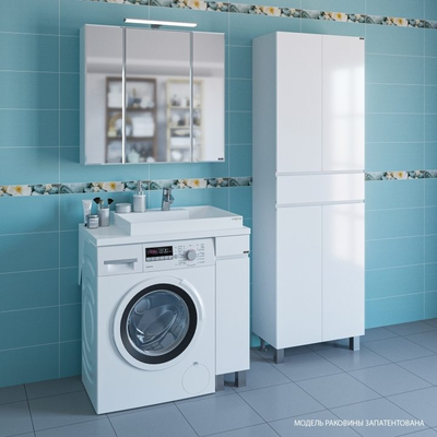 Раковина над стиральной машиной Юпитер 80х50 с напольной тумбой Санта Марс 19 R