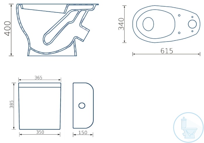 Унитаз GESSO ЛУНА косой выпуск, козырьковая чаша с доставкой и установкой