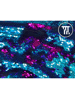 Двусторонние пайетки на бархате, цв. Бирюза / Фуксия