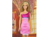 Розовое платье с блестящей кокеткой. (476)