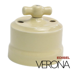 керамический ретро выключатель 2 клавишный слоновая кость Verona