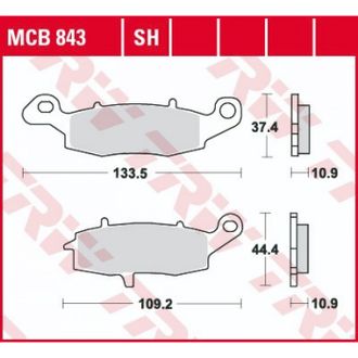 Тормозные колодки передние/задние TRW MCB843 для Suzuki, Kawasaki(Organic Allround)
