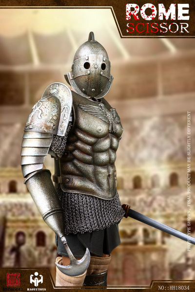 Римский гладиатор скисор (арбелас) в серебряной броне - Коллекционная ФИГУРКА 1/6 Imperial Army Hunting Ground Fighter SCISSOR Silver Edition (HH18034) - HHMODEL & HAOYUTOYS