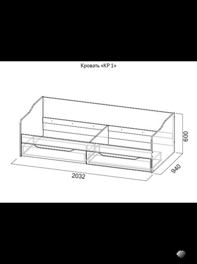 КР 1 Кровать Ясень Анкор Светлый (без основания)