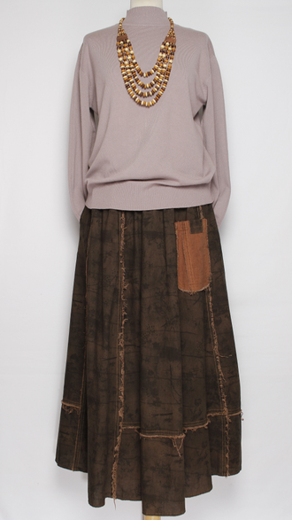 ЮБКА "Веточки винтажная"  коричневая до р.52