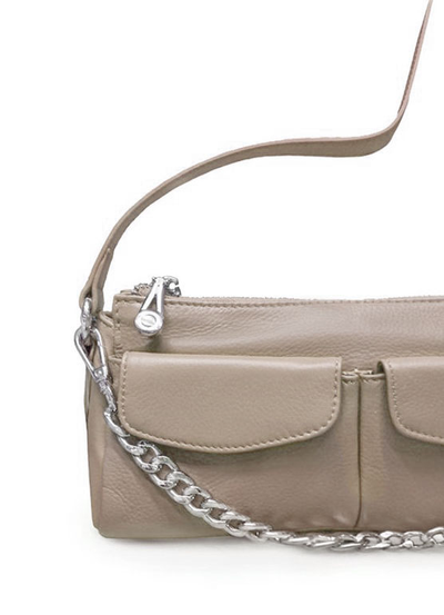 (АРТИКУЛ: 9877/3) СУМКА ЖЕНСКАЯ НЕБОЛЬШАЯ, НАТУРАЛЬНАЯ КОЖА, БЕЖЕВАЯ, РЕМЕНЬ ЧЕРЕЗ ПЛЕЧО