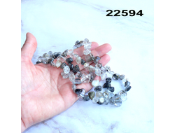 Кварц натуральный волосатик (бусины) арт.22594: с шерлом - "бабочка"