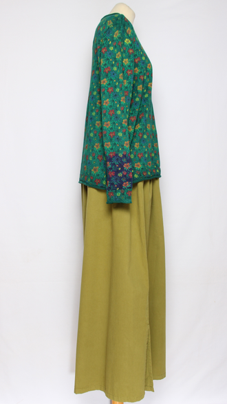 Джемпер ХЛОПОК "КОНТРАСТНЫЙ РУКАВ" малахит до.р.54