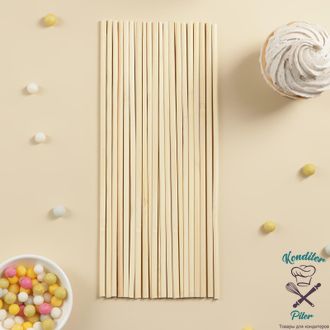 Набор палочек-дюбелей для кондитерских изделий, 20 шт, длина 25 см, бамбук