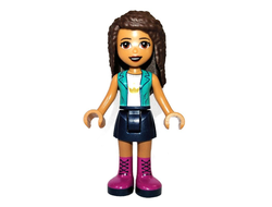 Friends Andrea - Dark Blue Skirt, Dark Turquoise Jacket over White Top with Crown, n/a (frnd415)