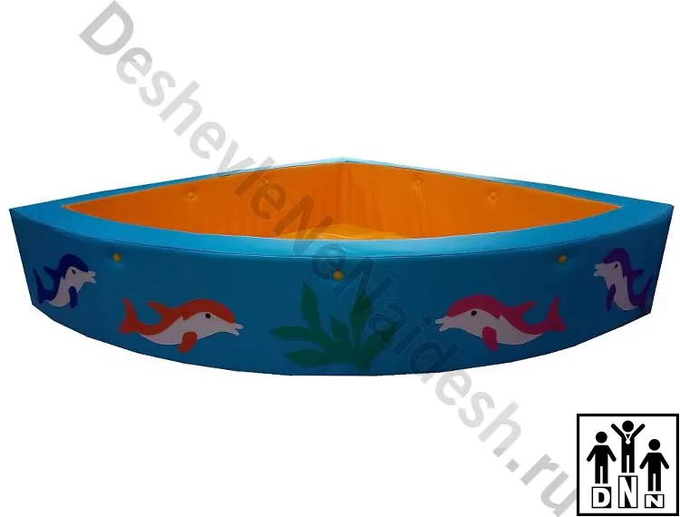 Сухой бассейн угловой Подводный мир голубой-желтый