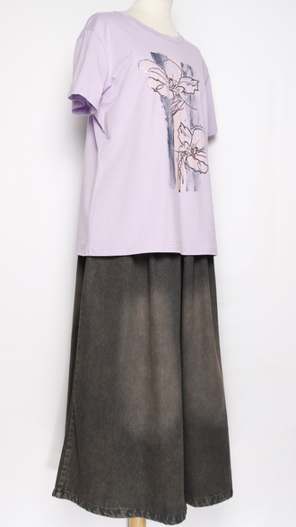 Футболка "Размытые цветы" сиреневая р.46,50