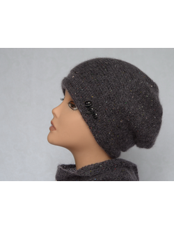 Серо - розовый комплект берет и шарф Vizio Италия 5284 фото