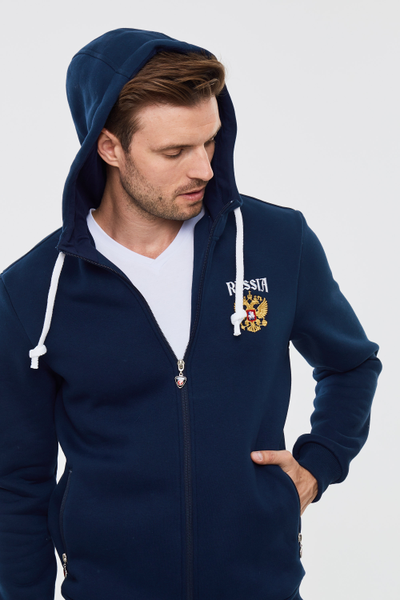 Теплый спортивный костюм мужской  12SKM-1028 (темно-синий)