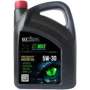 Масло моторное GT OIL Max 5W-30 синтетическое 4 л 8809059408971 купить в Туле на Марата 100