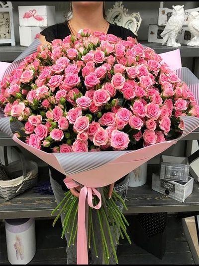 51 кустовая розовая роза