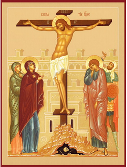 Распятие Господне. Рукописная православная икона.