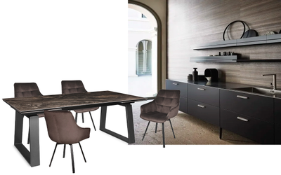 LEONARDO черный / керамика DOLOMITE 200(+50+50)x100