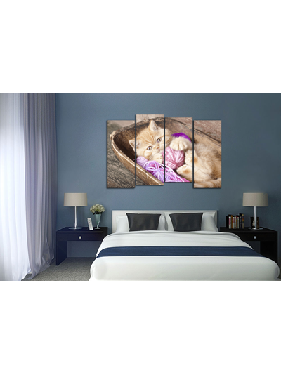 Модульная картина "Котенок с клубочком"