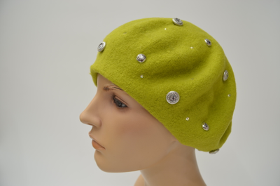Фетровый берет цвета лайм
